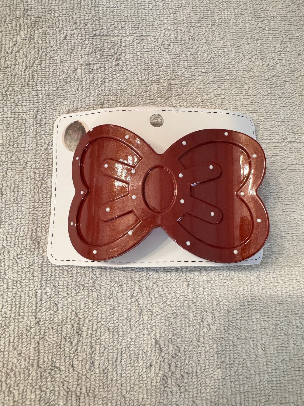 Large Red bow hair clip with white polka dots
